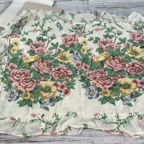 Vintage Le Fleur Springtime Pillow Sham Set Pink Green Floral Granny Core Ruffle - Picture 12 of 16